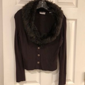 LOFT Sweaters - Ann Taylor fur collar sweater LOFT Sweaters - Ann Taylor fur collar sweater